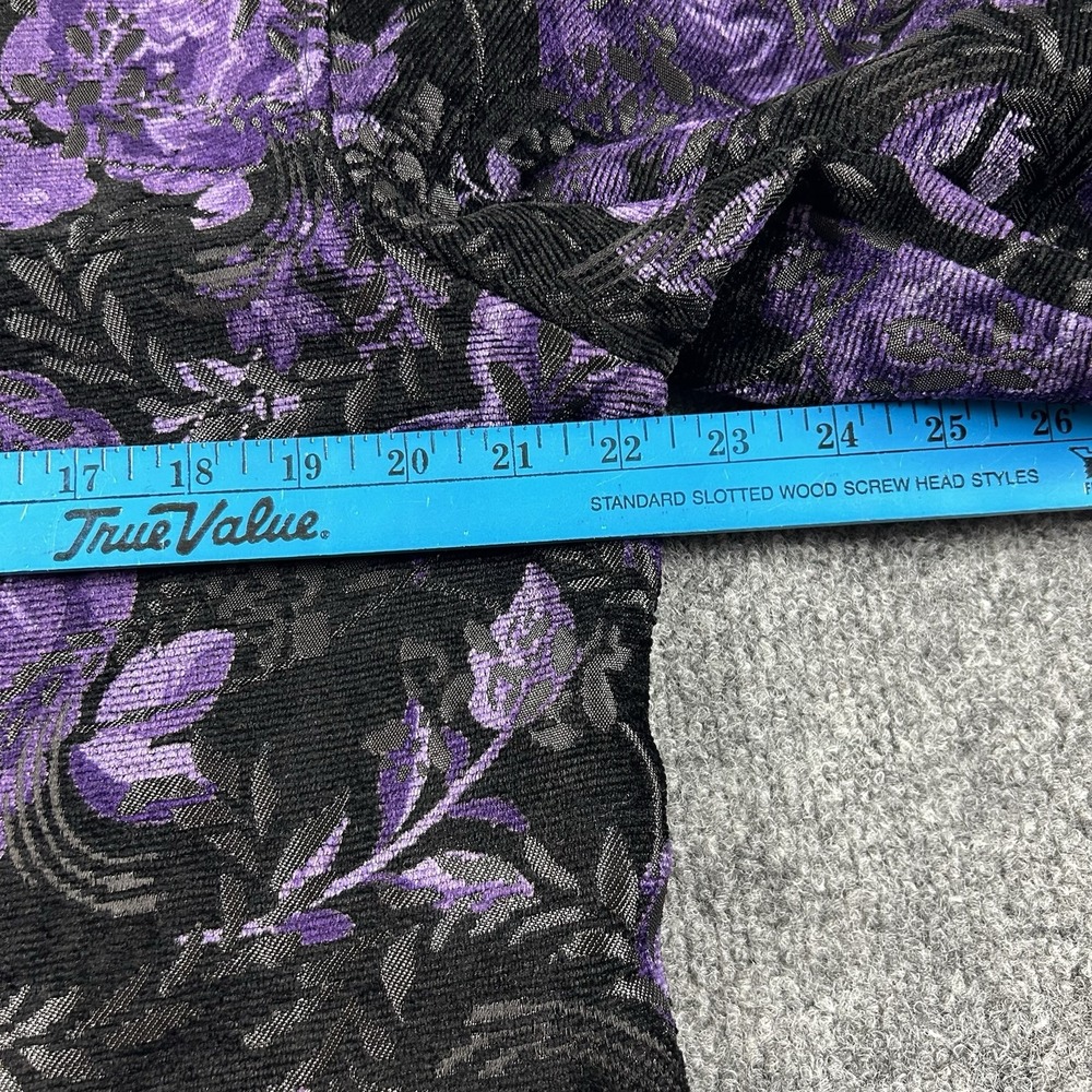 Coldwater Creek Womens L Purple Black Floral Chenille Jacquard Jacket Art H08433 - Picture 4 of 9